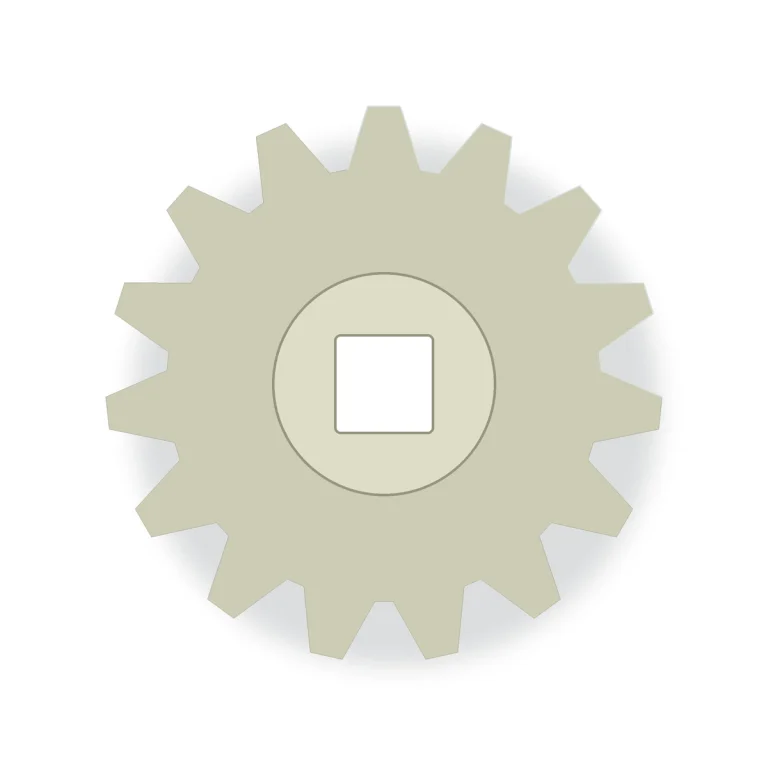Representative technical redraw of a plastic sprocket family image; ANSI #40 chain geometry, tooth count, bore and hub details must be confirmed from the project drawing.