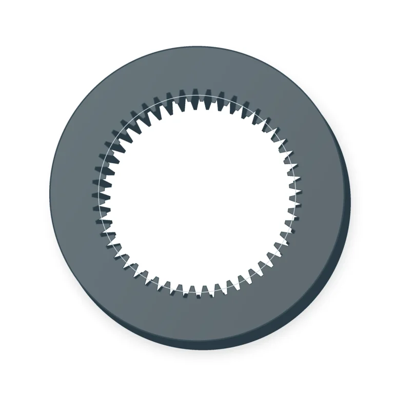 Representative technical redraw of an engineering-plastic internal ring gear with internal teeth; final tooth count, module, bore and ring dimensions follow the released drawing.